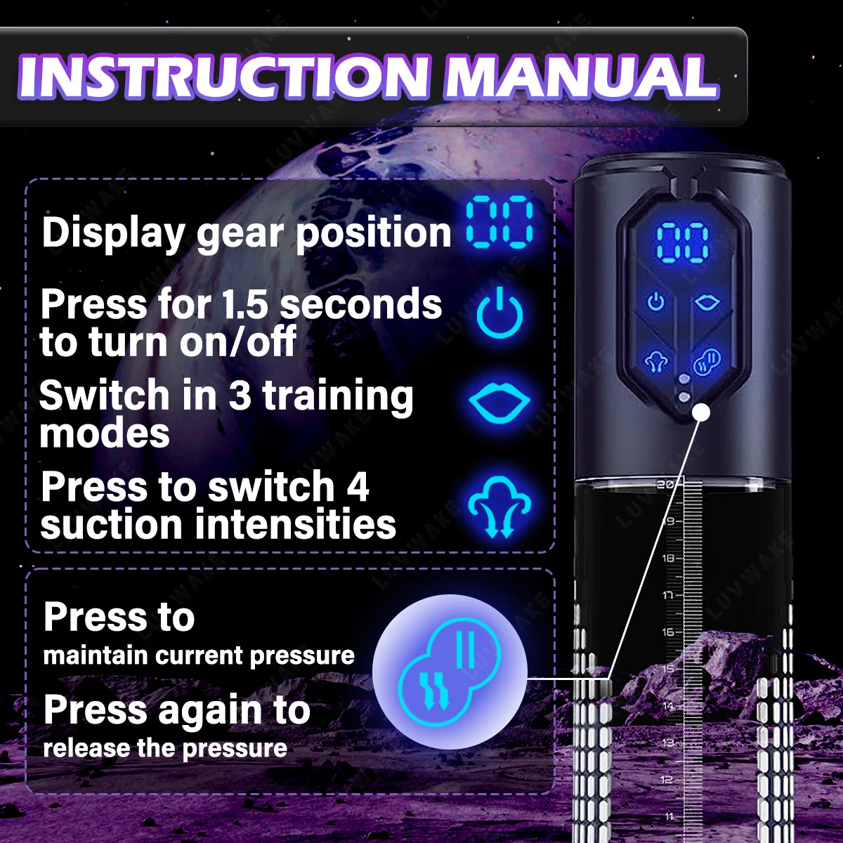 IPX7 Waterproof Electric Pump Penis Erection Enlargement Automatic Vacuum Pump for Men 4 Suction Masturbating Sex Toy for Men