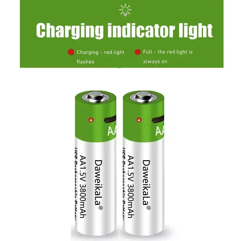 USB AAA Rechargeable Batteries 1.5V 3000mAh li-ion battery for remote control mouseElectric toy battery + Type-C Cable