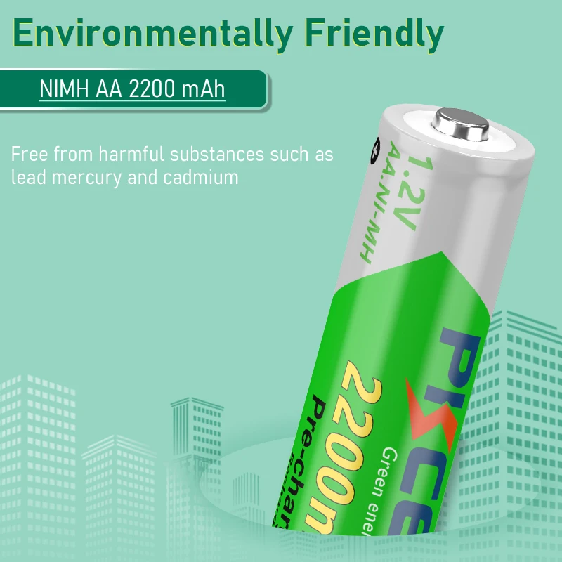 8PCS PKCELL 2200mAh AA Rechargeable Battery 1.2V NIMH 2A AA Pre-charged LSD Batteries and 2PC Battery holder for clock toys