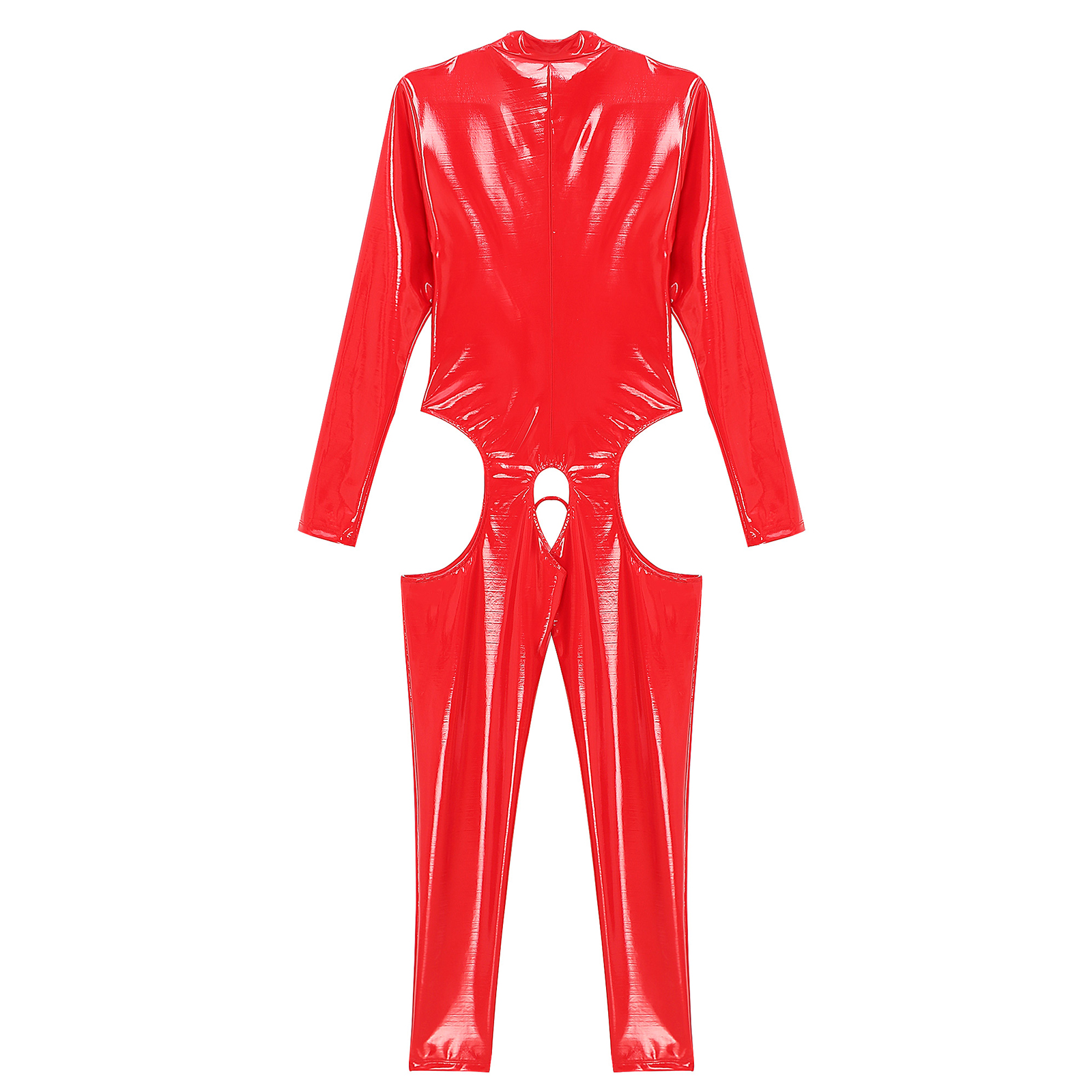 Women Sexy Hollow Out Latex Catsuit Leather Porn Open Crotch Party Costume Lingerie Full Bodysuit Night Rave Clubwear Overalls