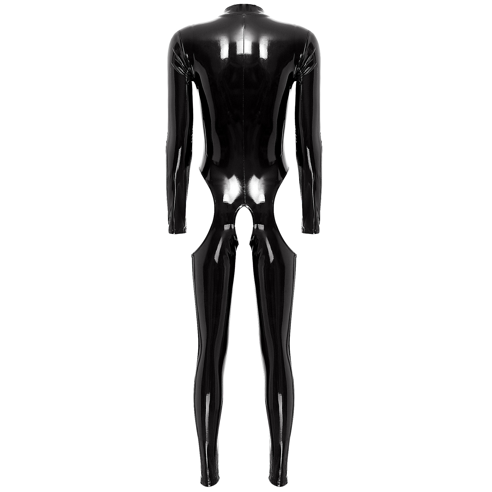 Women Sexy Hollow Out Latex Catsuit Leather Porn Open Crotch Party Costume Lingerie Full Bodysuit Night Rave Clubwear Overalls