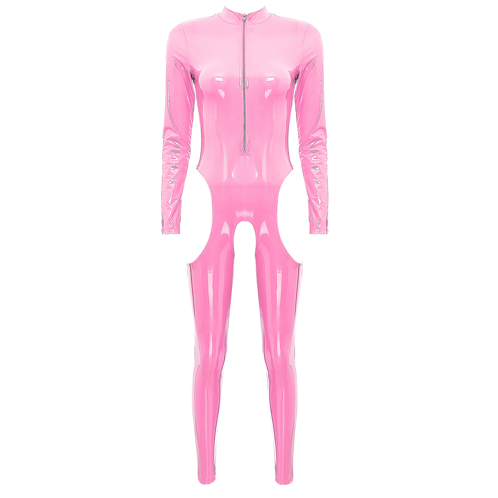 Women Sexy Hollow Out Latex Catsuit Leather Porn Open Crotch Party Costume Lingerie Full Bodysuit Night Rave Clubwear Overalls