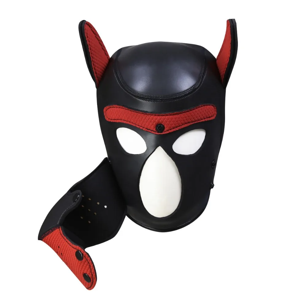 Party Masks Pup Puppy Play Dog Hood Sexy Neck Collar BDSM Bondage Kit Cosplay Full Head Ears Halloween Mask Sex Toy For Couples