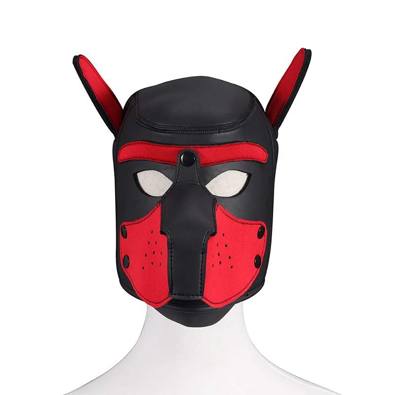 Party Masks Pup Puppy Play Dog Hood Sexy Neck Collar BDSM Bondage Kit Cosplay Full Head Ears Halloween Mask Sex Toy For Couples