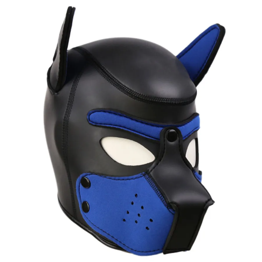 Party Masks Pup Puppy Play Dog Hood Sexy Neck Collar BDSM Bondage Kit Cosplay Full Head Ears Halloween Mask Sex Toy For Couples