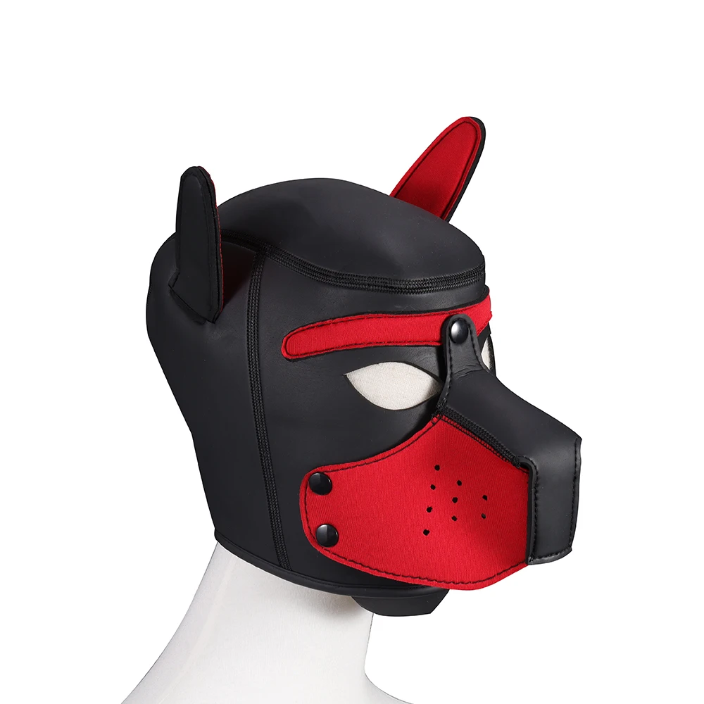 Party Masks Pup Puppy Play Dog Hood Sexy Neck Collar BDSM Bondage Kit Cosplay Full Head Ears Halloween Mask Sex Toy For Couples