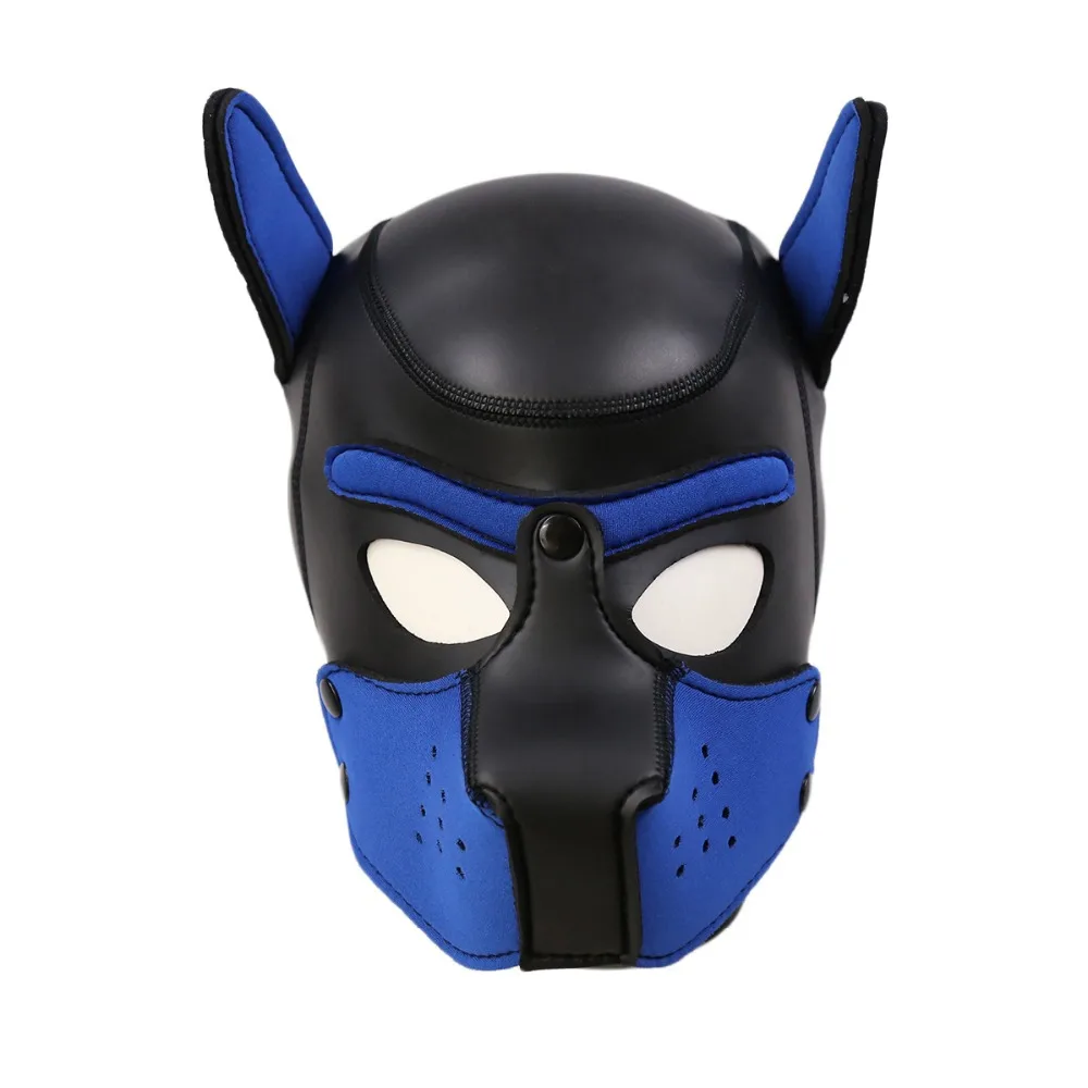Party Masks Pup Puppy Play Dog Hood Sexy Neck Collar BDSM Bondage Kit Cosplay Full Head Ears Halloween Mask Sex Toy For Couples