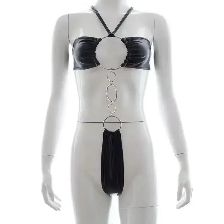 Adult Underwear Women Sexy Lingerie SM xxx Leather Suspender Jumpsuit Babydoll Bondage Bodysuit Halloween Party Cosplay Costumes