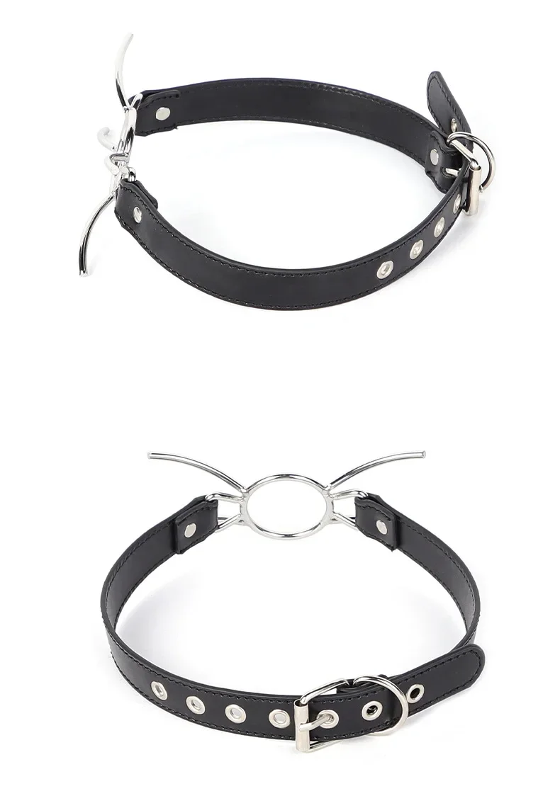 New Oral Fixation PU Leather Bondage Mouth Gag Spider X Style Flirting O Rings Open Mouth Gag Adult Games Sex Toys For Women Men