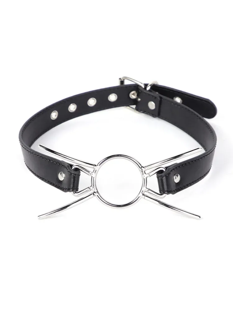 New Oral Fixation PU Leather Bondage Mouth Gag Spider X Style Flirting O Rings Open Mouth Gag Adult Games Sex Toys For Women Men