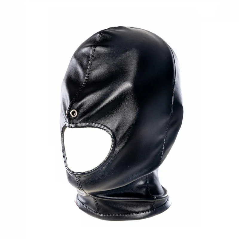 Open Mouth Slave Sex Party Mask for Women Men SM Leather Hood Blindfold Head Harness Mask Bdsm Bondage Fetish Erotic Tool Adult