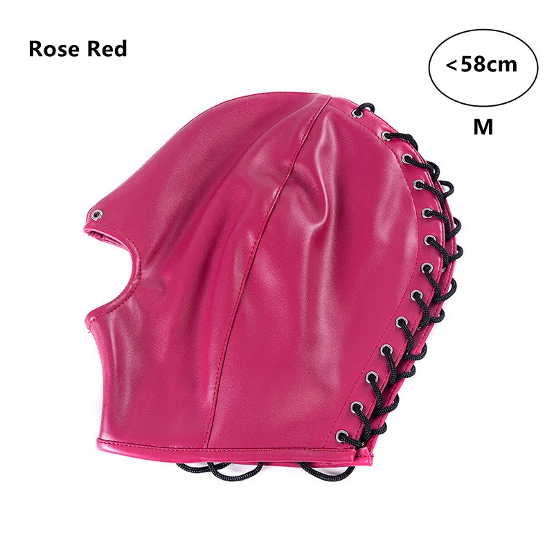 Open Mouth Slave Sex Party Mask for Women Men SM Leather Hood Blindfold Head Harness Mask Bdsm Bondage Fetish Erotic Tool Adult
