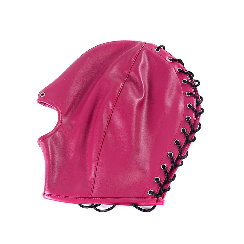 Open Mouth Slave Sex Party Mask for Women Men SM Leather Hood Blindfold Head Harness Mask Bdsm Bondage Fetish Erotic Tool Adult