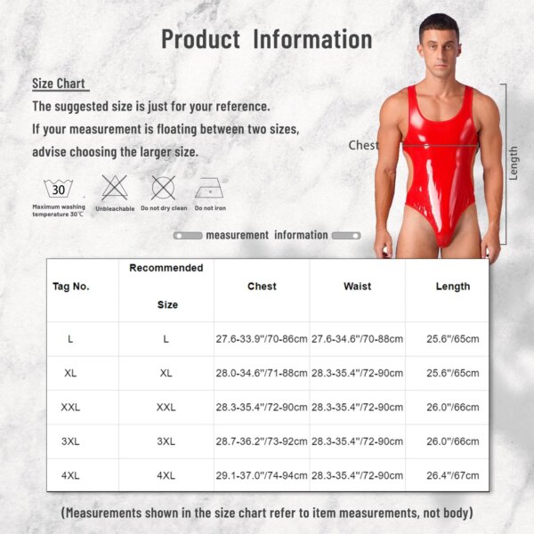 Mens Wet Look Patent Leather Bodysuit One-Piece Swimsuit Pool Party Swimwear Open Back U Neck Sleeveless Jumpsuit Leotard