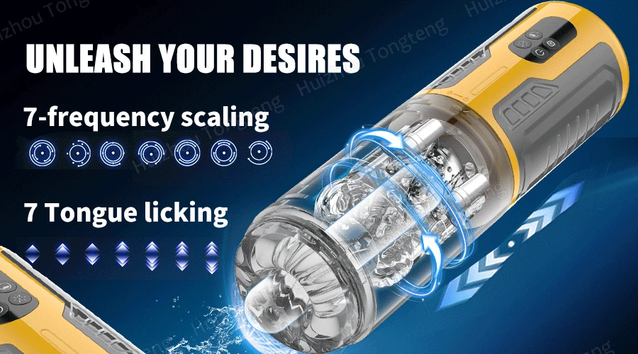 IPX7 LED Automatic Male Masturbator Cup 7 Sucking Rotating Licking Thusting Modes Pocket Pussy Stroker Blowjob Sex Toys For Men