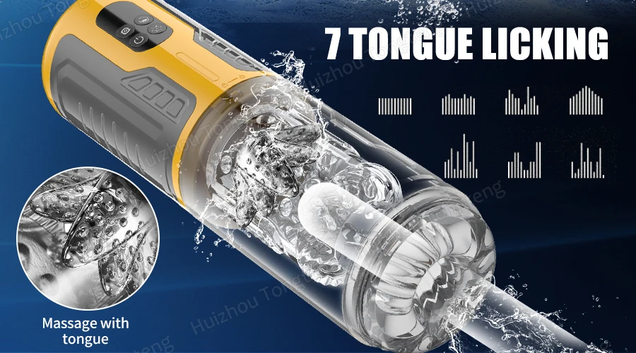 IPX7 LED Automatic Male Masturbator Cup 7 Sucking Rotating Licking Thusting Modes Pocket Pussy Stroker Blowjob Sex Toys For Men