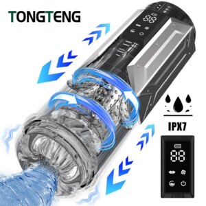 IPX7 LED Automatic Male Masturbator Cup 7 Sucking Rotating Licking Thusting Modes Pocket Pussy Stroker Blowjob Sex Toys For Men