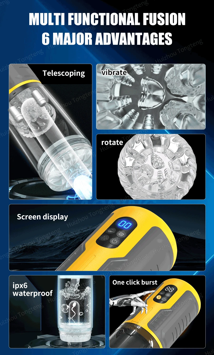 IPX7 LED Automatic Male Masturbator Cup 7 Sucking Rotating Licking Thusting Modes Pocket Pussy Stroker Blowjob Sex Toys For Men