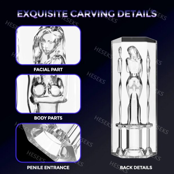 Transparent Crystal Male Masturbator Realistic Pocket Pussy Sleeve Blowjob Soft Stretchy Stroker Sex Toys for Men