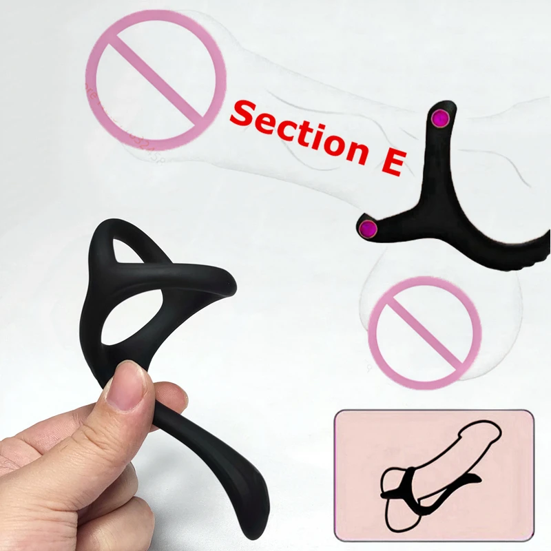 Silicone 4 Holes Penis Ring SM Testicle Bondage Ball Stretcher Cock Cage Semen Lock Dick Enlarger Male Masturbation Sex Supplies