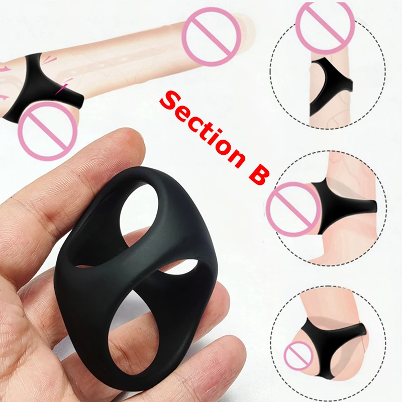 Silicone 4 Holes Penis Ring SM Testicle Bondage Ball Stretcher Cock Cage Semen Lock Dick Enlarger Male Masturbation Sex Supplies