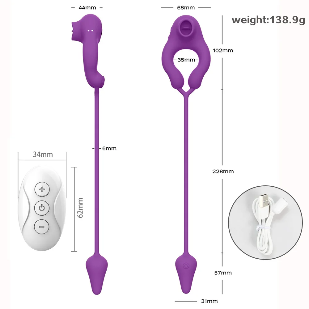 Delayed Ejaculation Vibrating Cock Ring Soft Material Sucking Licking Clit Stimulator Scrotum Penis Massager Sex Toys for Couple