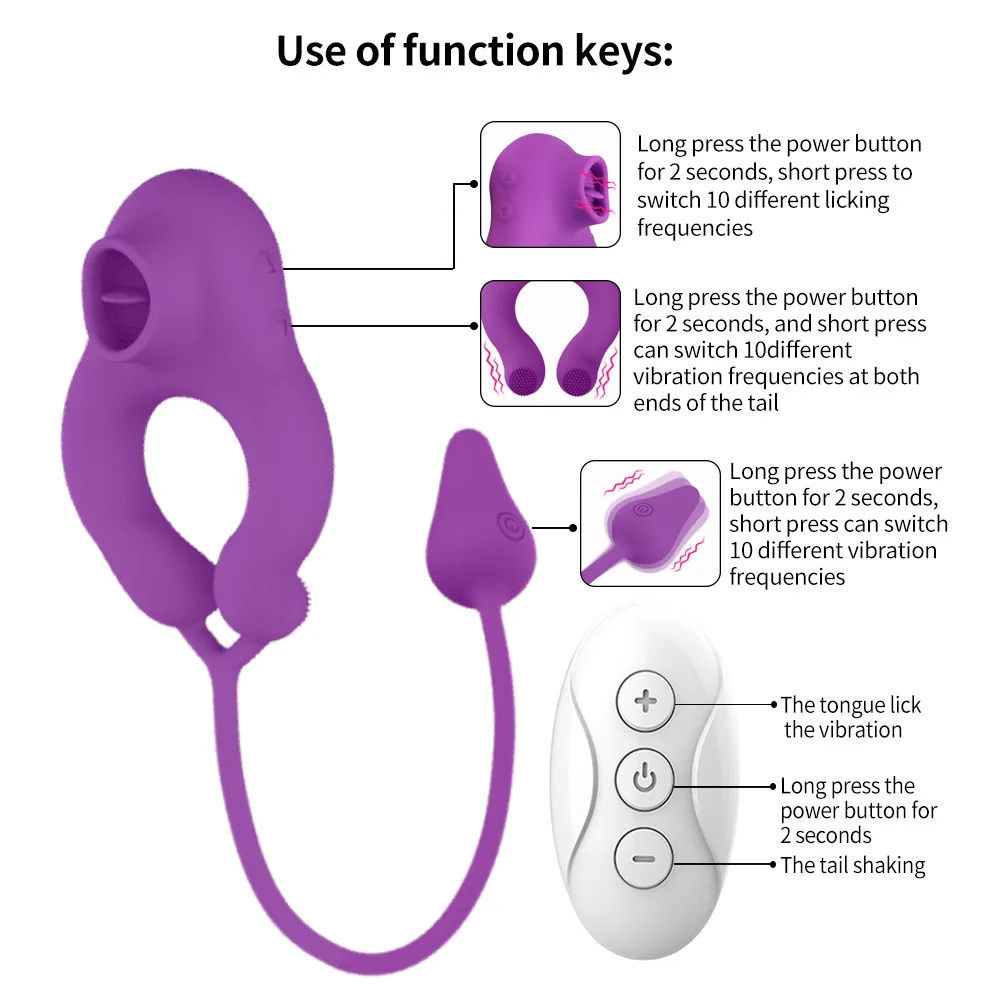 Delayed Ejaculation Vibrating Cock Ring Soft Material Sucking Licking Clit Stimulator Scrotum Penis Massager Sex Toys for Couple