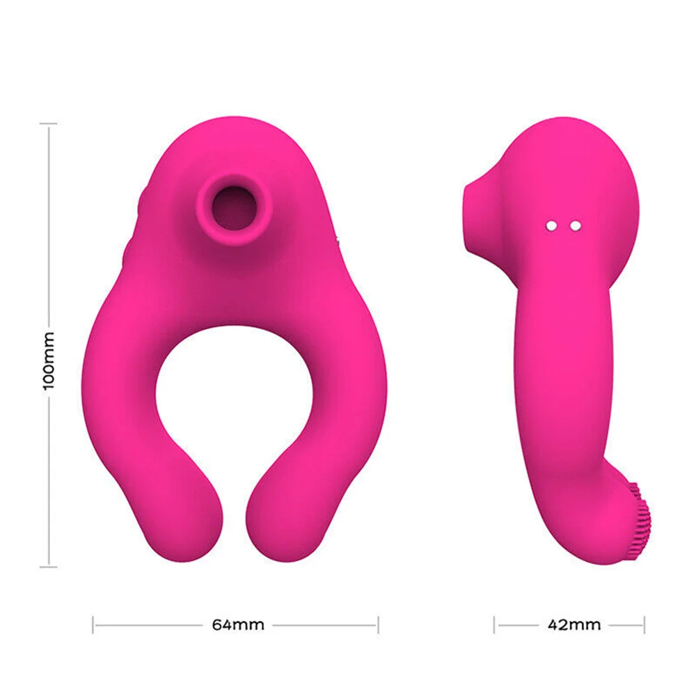 Delayed Ejaculation Vibrating Cock Ring Soft Material Sucking Licking Clit Stimulator Scrotum Penis Massager Sex Toys for Couple