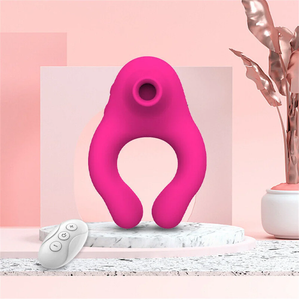 Delayed Ejaculation Vibrating Cock Ring Soft Material Sucking Licking Clit Stimulator Scrotum Penis Massager Sex Toys for Couple