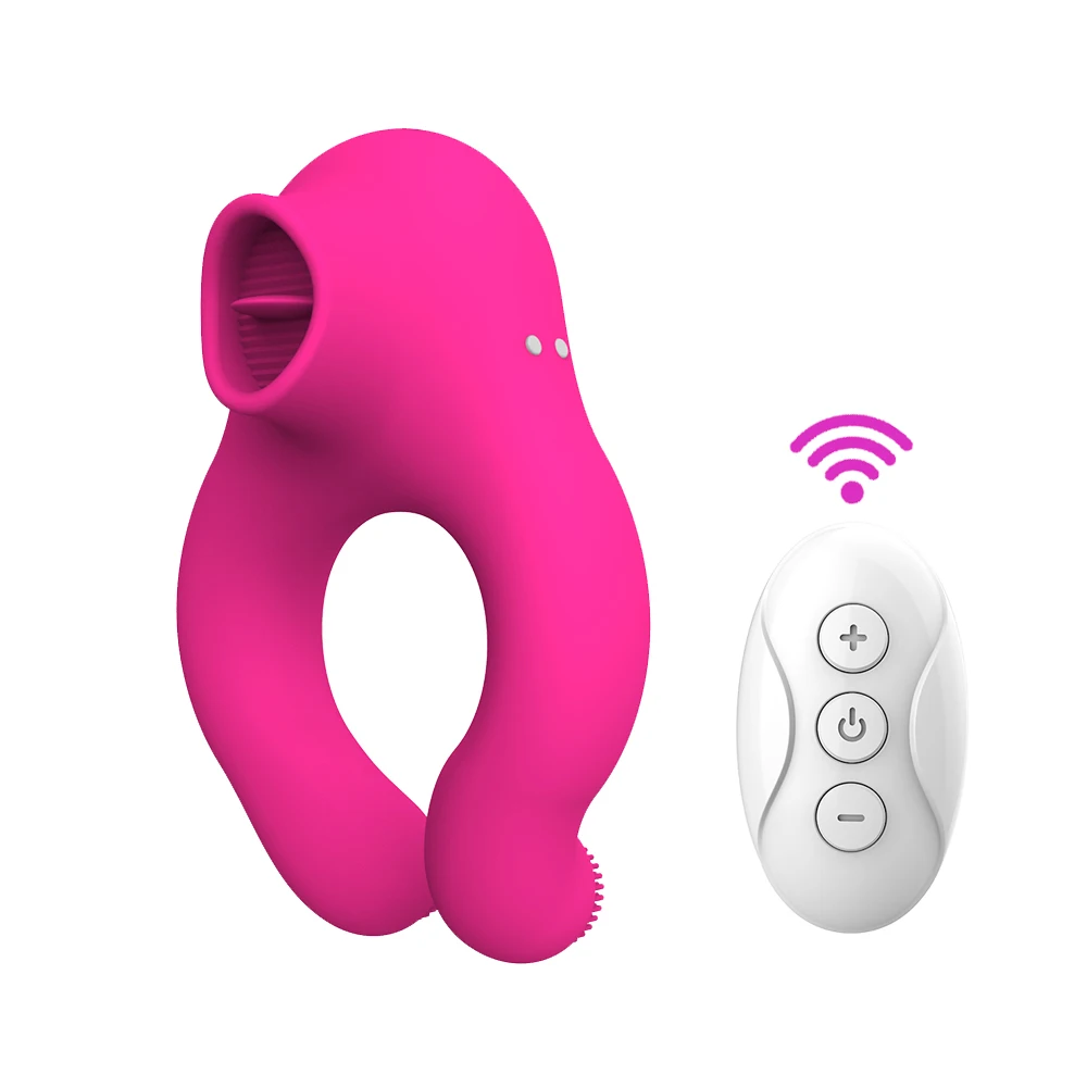 Delayed Ejaculation Vibrating Cock Ring Soft Material Sucking Licking Clit Stimulator Scrotum Penis Massager Sex Toys for Couple