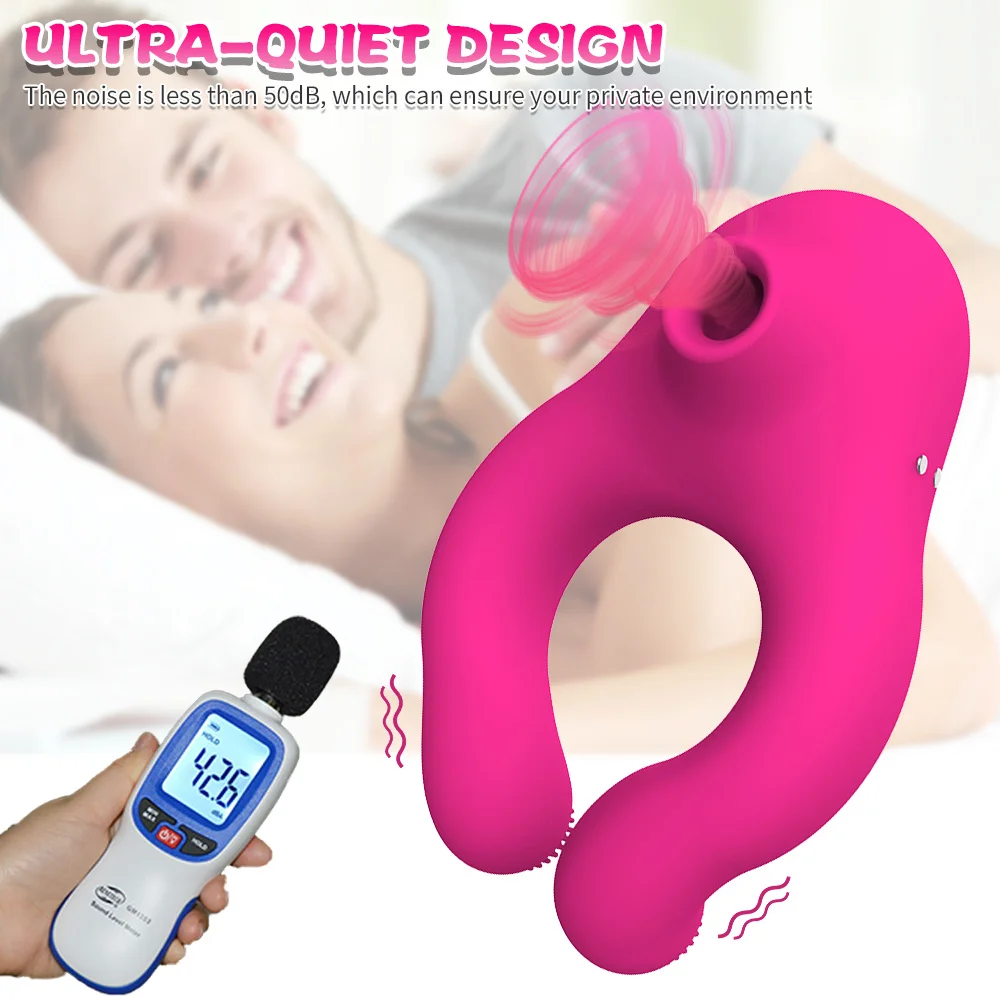 Delayed Ejaculation Vibrating Cock Ring Soft Material Sucking Licking Clit Stimulator Scrotum Penis Massager Sex Toys for Couple