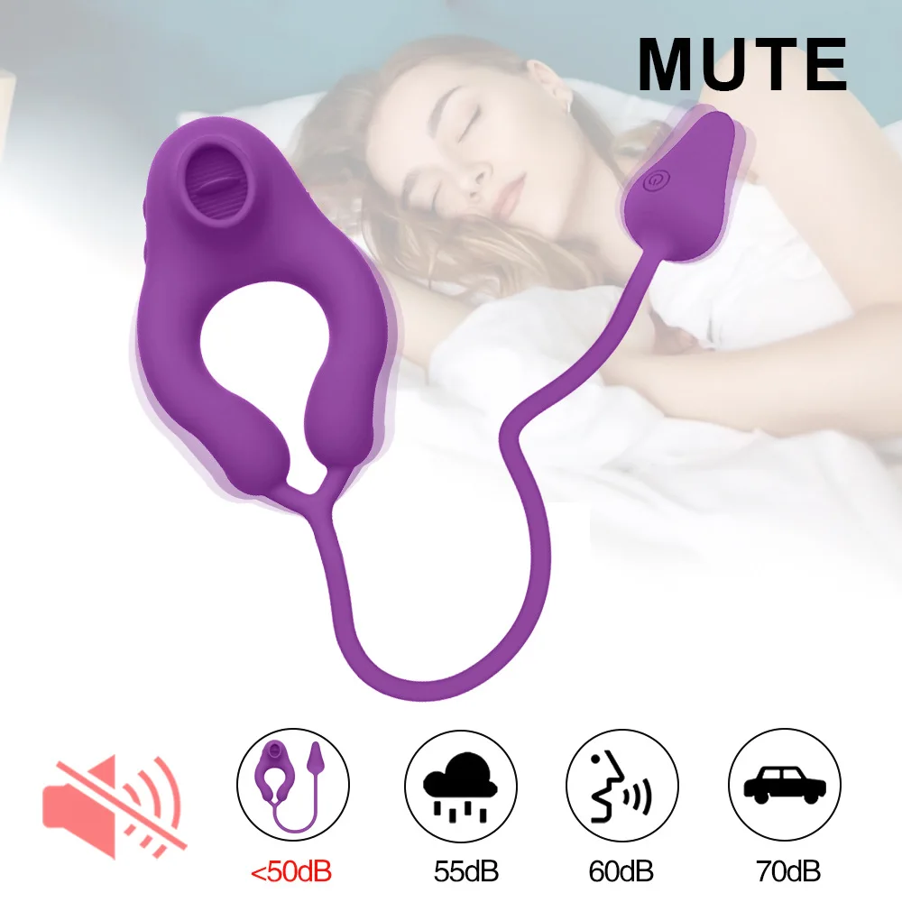 Delayed Ejaculation Vibrating Cock Ring Soft Material Sucking Licking Clit Stimulator Scrotum Penis Massager Sex Toys for Couple