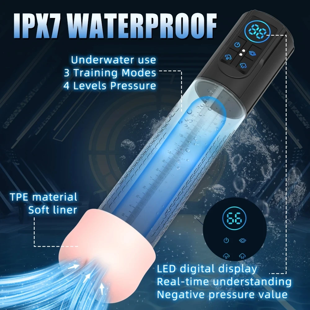 IPX7 Waterproof Electric Penis Pump Sex Toy for Men Masturbator Adult Male Penis Enlargement Vacuum Pump Penile Enhancer Exerci IPX7 Waterproof Electric Penis Pump Sex Toy for Men Masturbator Adult Male Penis Enlargement Vacuum Pump Penile Enhancer Exerci