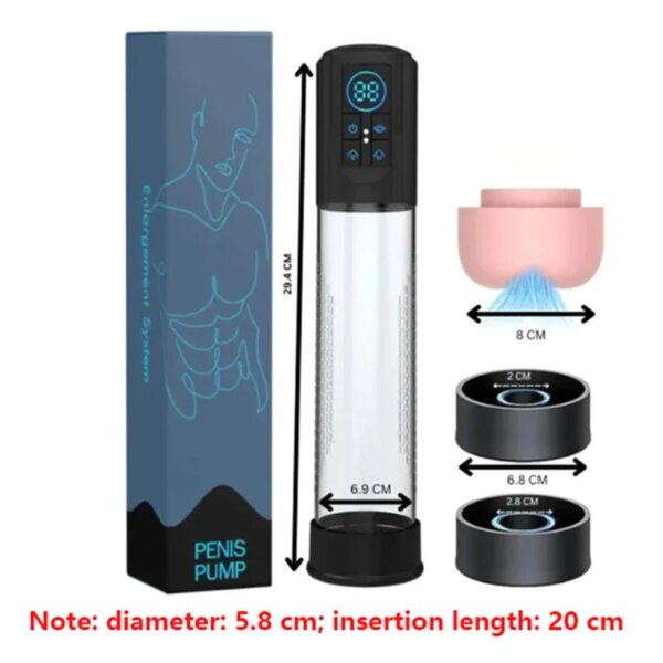 IPX7 Waterproof Electric Penis Pump Sex Toy for Men Masturbator Adult Male Penis Enlargement Vacuum Pump Penile Enhancer  Exerci