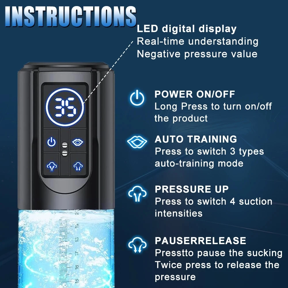 IPX7 Waterproof Electric Penis Pump Sex Toy for Men Masturbator Adult Male Penis Enlargement Vacuum Pump Penile Enhancer Exerci IPX7 Waterproof Electric Penis Pump Sex Toy for Men Masturbator Adult Male Penis Enlargement Vacuum Pump Penile Enhancer Exerci