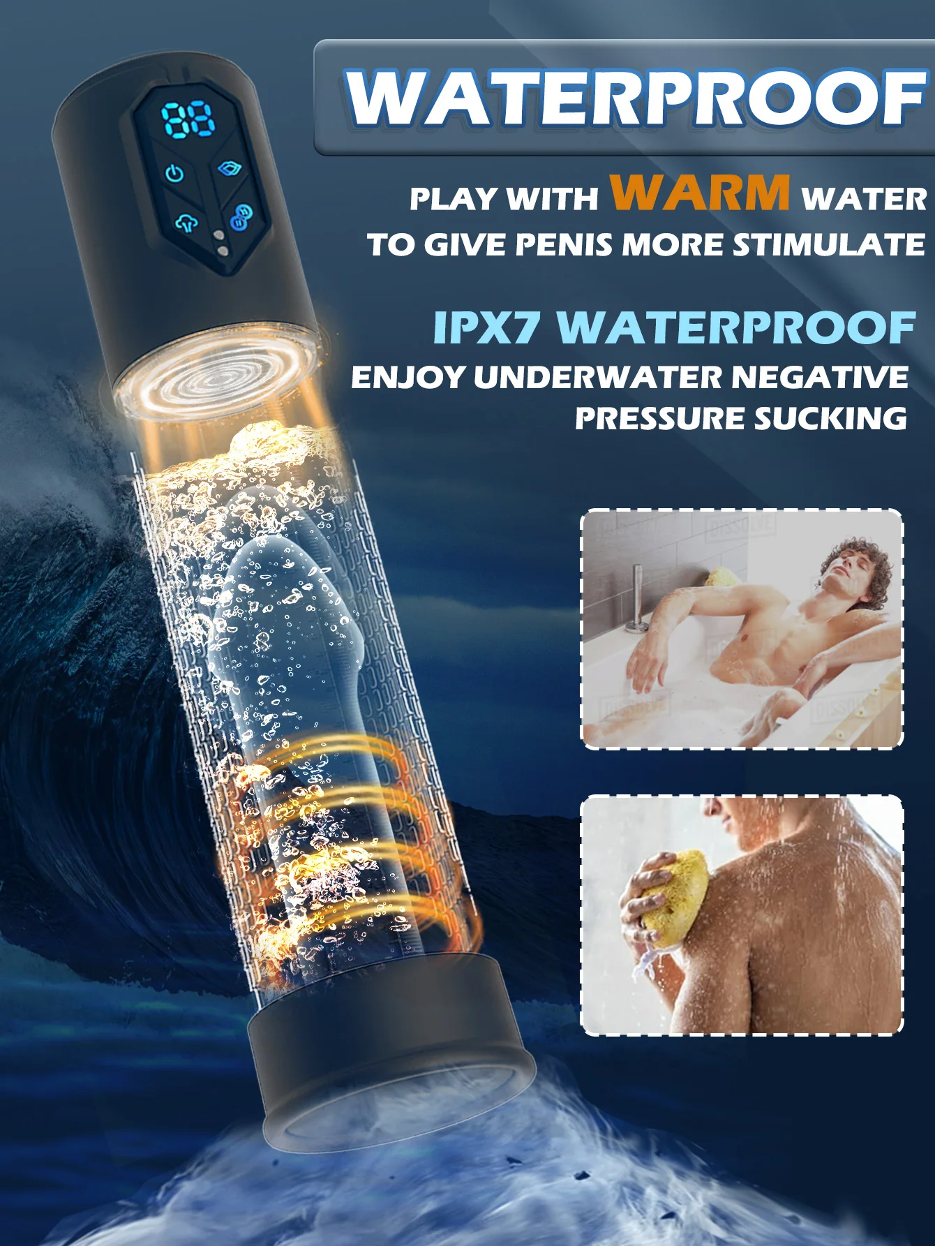 Electric Penis Pump Sex Toys for Men Penis Extension Automatic IPX7 Penis Water Pump Penis Enlargement Dick Erection Penis Train