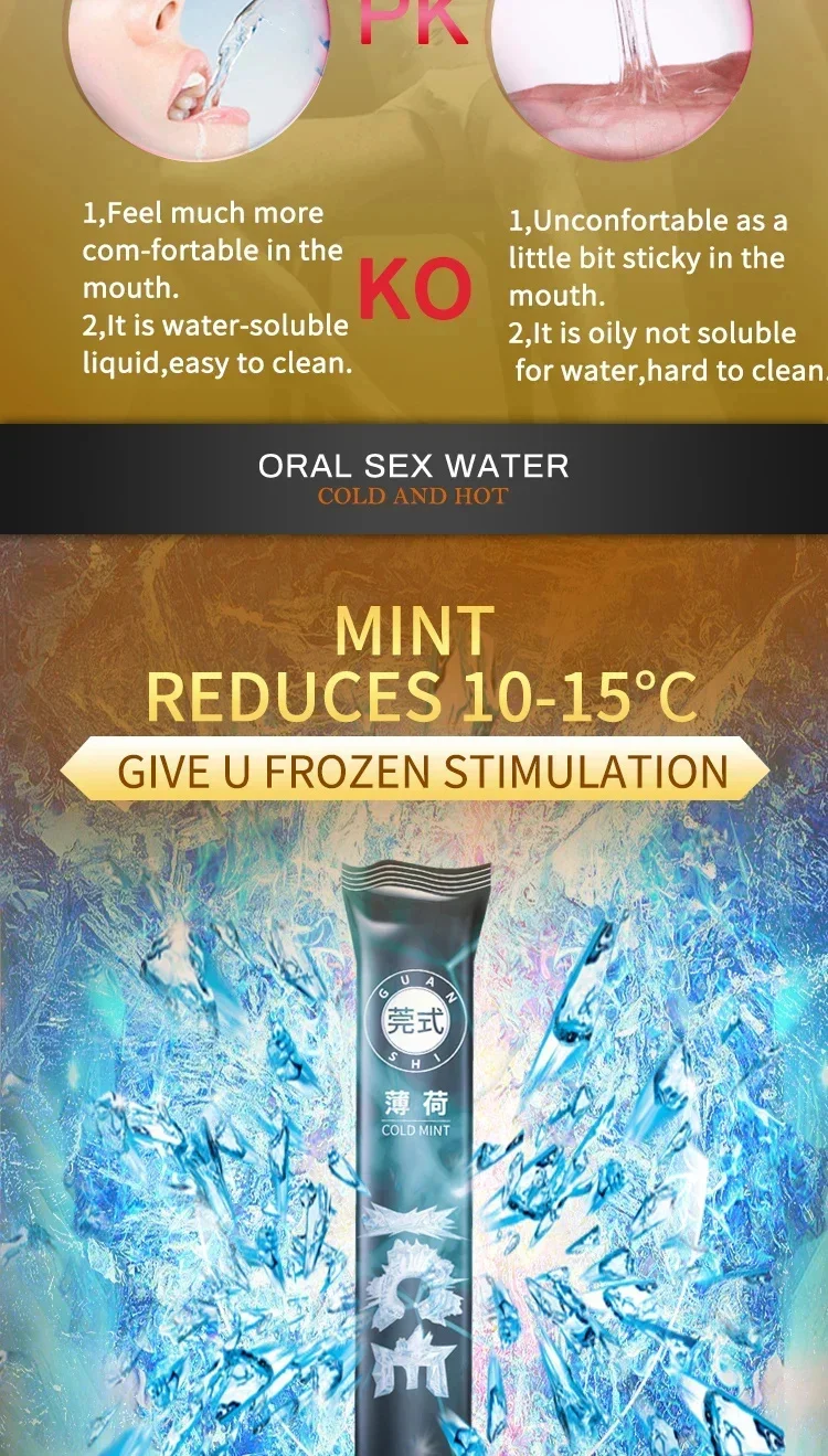 12pcs Oral Sex Water Mint Rose Flavor Cool Heat Flirt Exciting Liquid Oil Water-based Lube Sex Lubricants for Blowjob Sex Lube