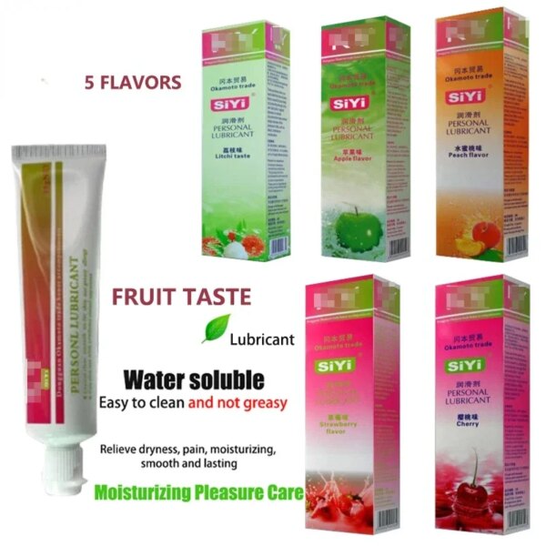 1 PCS 50ML Peach/Strawberry/Apple/Cherry/Lychee Edible Flavor Water Based Lubricant Sex Anal Oral Gel Sex Lube for Couple Adult