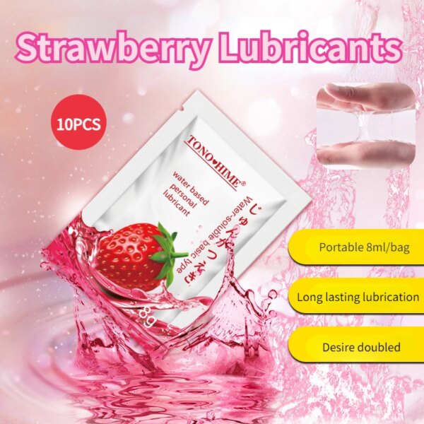 10PCS Oral Sex Fruit Strawberry Orange Peach Flavor Lubricant for Adult Couple Vaginal Anal Sex Water-soluble Lubricant Sex Toys