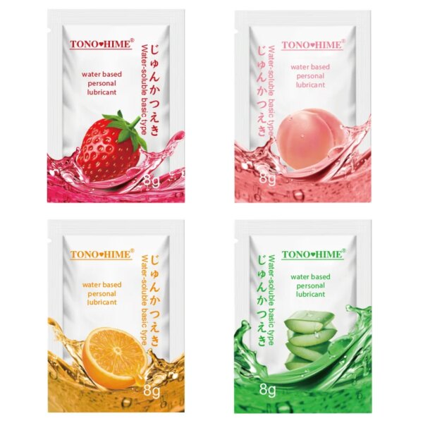 10PCS Oral Sex Fruit Strawberry Orange Peach Flavor Lubricant for Adult Couple Vaginal Anal Sex Water-soluble Lubricant Sex Toys