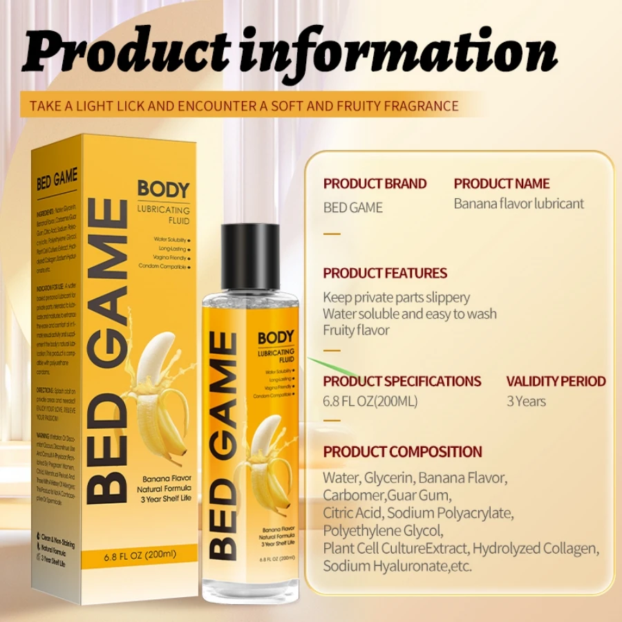 Intimate banana Flavor Lubricant Pleasure Body Erotic Oil Lubricant Adult Sex Supplies flirting for couples 200ml Intimate banana Flavor Lubricant Pleasure Body Erotic Oil Lubricant Adult Sex Supplies flirting for couples 200ml