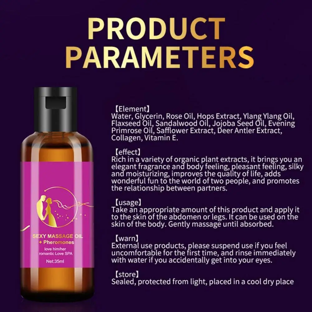 Sexy Men Women Massage Essential Oil SPA Natural Pheromone Attraction Romantic Relax Moisturizing Enhance Stress Skin Care 35ml