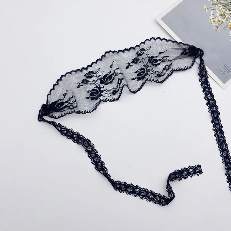 Exotic Women Black Hollow Lace Transparent Eye Masks White Cutout Patch Blindfolds Apparel Style Bandage Strap Sexy Eye Covers