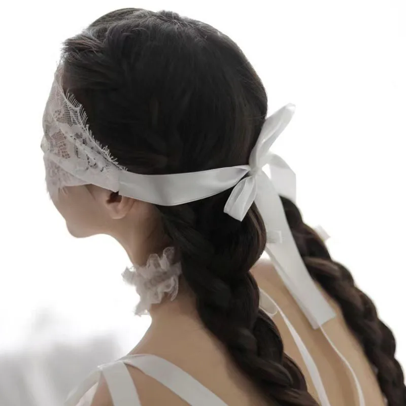 Exotic Women Black Hollow Lace Transparent Eye Masks White Cutout Patch Blindfolds Apparel Style Bandage Strap Sexy Eye Covers