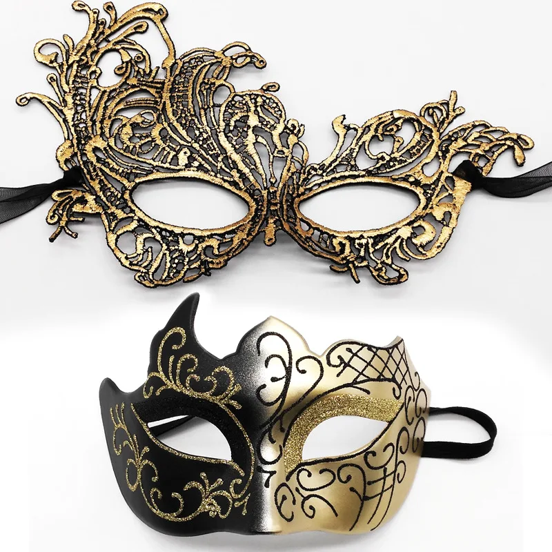2 Pcs/Set Unisex Blindfold Lace Masks Painted Half Face Mask Thickened Phoenix Lace Eye Mask Party Masquerade Wedding Decoration