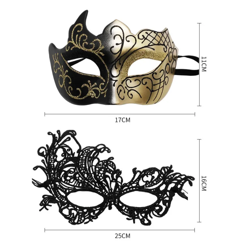 2 Pcs/Set Unisex Blindfold Lace Masks Painted Half Face Mask Thickened Phoenix Lace Eye Mask Party Masquerade Wedding Decoration