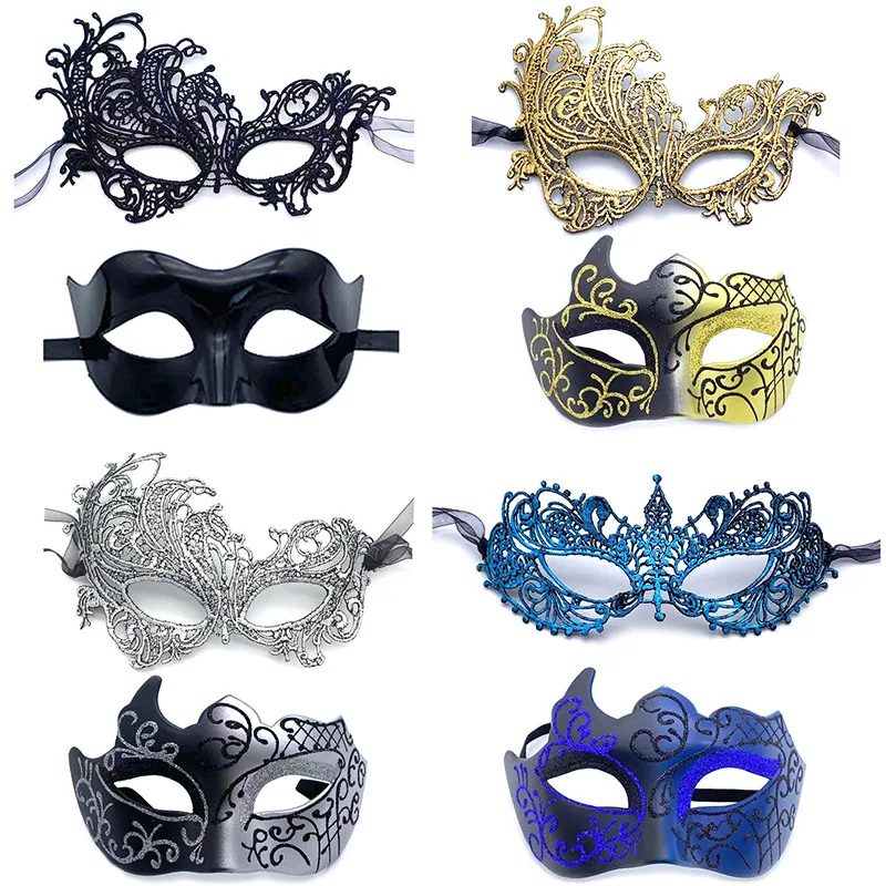 2 Pcs/Set Unisex Blindfold Lace Masks Painted Half Face Mask Thickened Phoenix Lace Eye Mask Party Masquerade Wedding Decoration