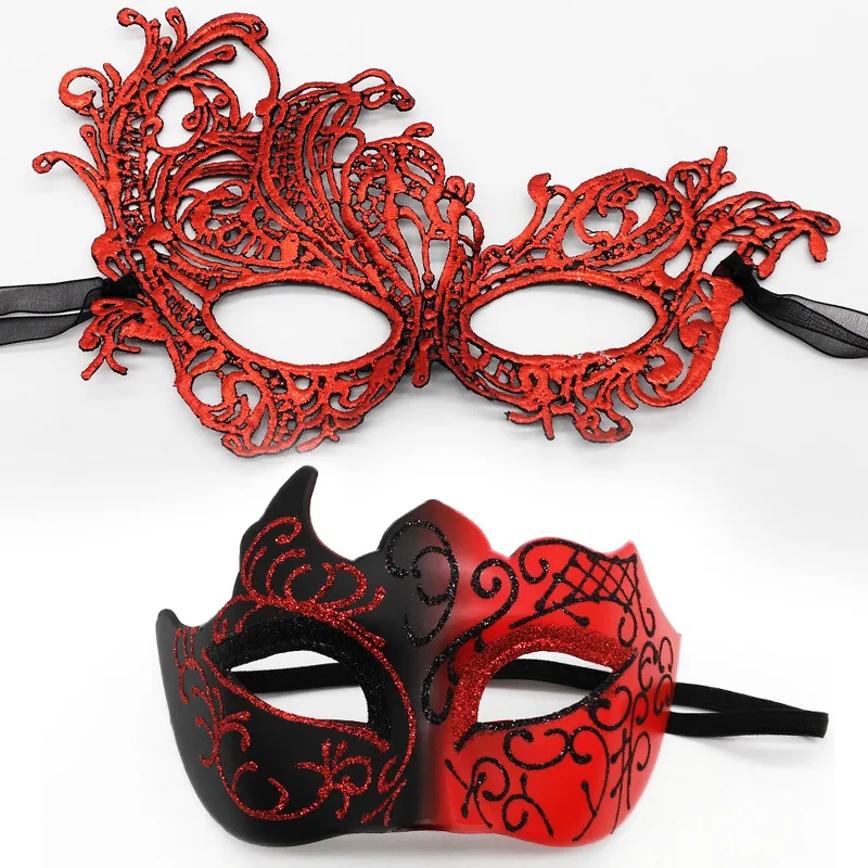 2 Pcs/Set Unisex Blindfold Lace Masks Painted Half Face Mask Thickened Phoenix Lace Eye Mask Party Masquerade Wedding Decoration