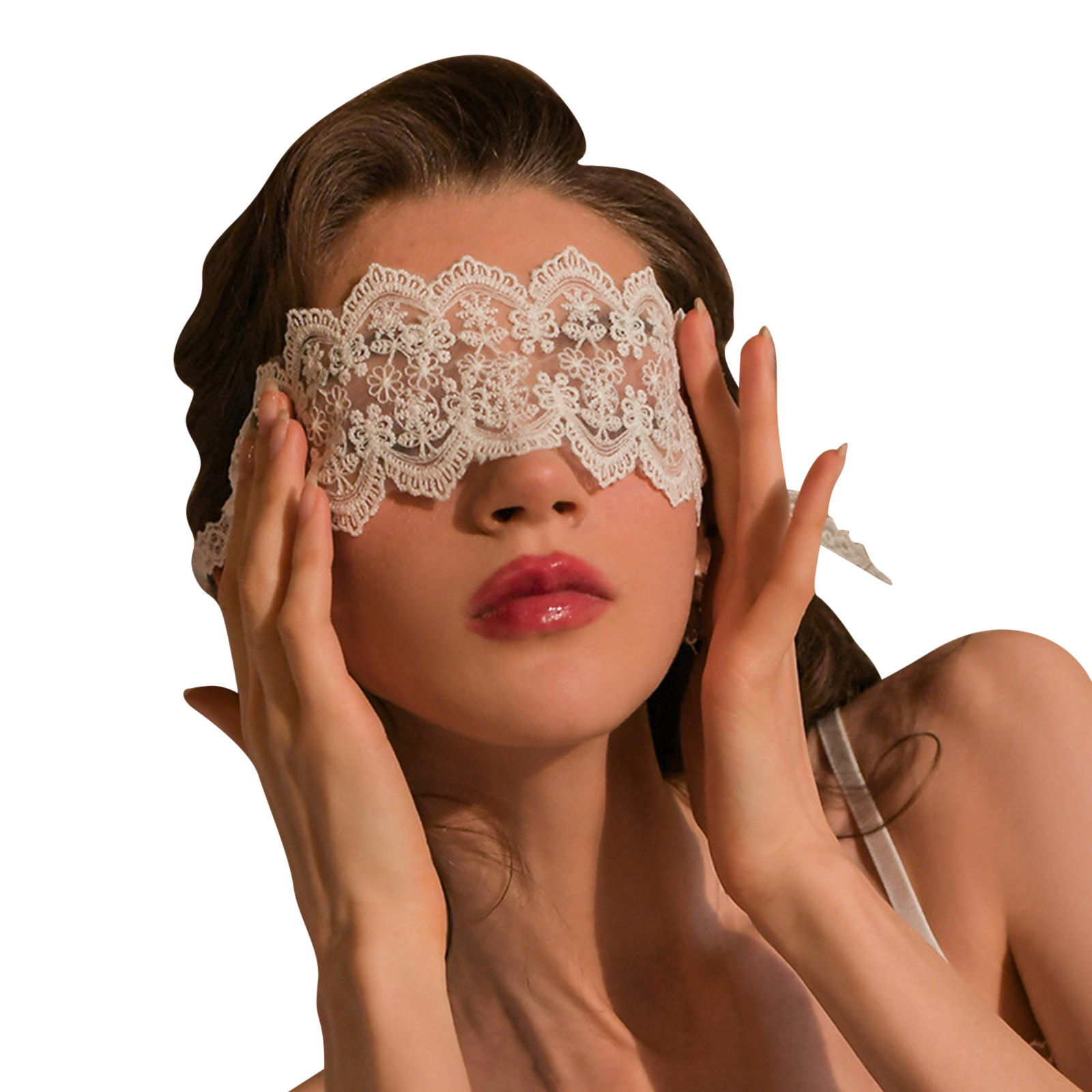 1pc Lady Sexy Lace Eye Mask Lingerie White Cutout Patch Blindfolds Exotic Apparel Style Clothing For Female Hollow Game Mask