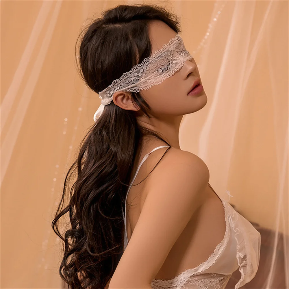 1pcs Lady Sexy Lace Eye Mask Female Headwear Blindfolded Black White Hollow Out Patch Women Lace Cosplay Prom Party Props